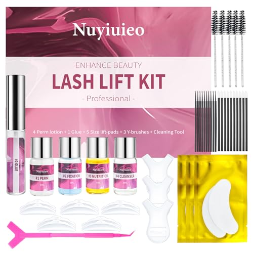 Nuyiuieo Lash Lift Kit, Eyelash Perm for Professional, Salon, Lash Lifting Easy to Use at Home, Long Lasts 6-8 Weeks, 10 Applications Complete Accessory, Instructions Included