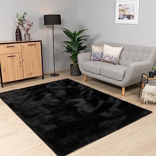 Dywan Do Salonu Krótkie W³osie Mo¿na Praæ W Pralce Jednokolorowy Miêkka, Rozmiar:80x150 cm, Kolor: Czarny