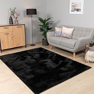 Dywan Do Salonu Krótkie W³osie Mo¿na Praæ W Pralce Jednokolorowy Miêkka, Rozmiar:80x150 cm, Kolor: Czarny
