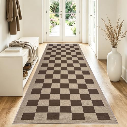 NeEnjoyko Alfombra cuadrada moderna de yute, lavable, para sala de estar, patio, interior y exterior, antideslizante, para oficina, caravana, patio, 80 x 200 cm