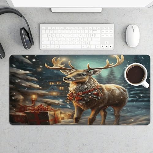 Christmas Gift Reindeer Desk Pad rubber base grande 30x60cm miniatura 5