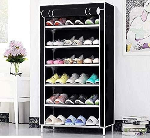 S C shoe Rack Multipurpose Shoe Rack with Zip Door Cover & Side Pockets ...