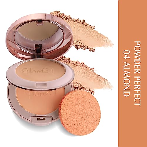 Image of Glam21 Powder Perfect Complexion 2-in-1 Compact 24gm with Oil Control formula | Sweatproof | Flowy Matte Finish (Almond - 04)