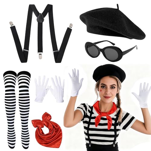 RURIZHONGTIAN Disfraz de mima para mujer y hombre, unisex, para niños y niñas, para carnaval, fiesta de circo