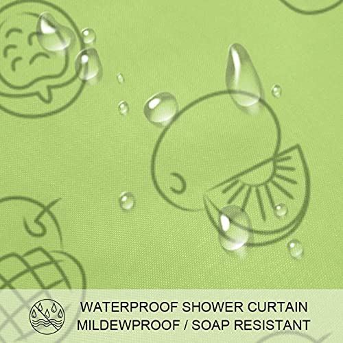 Rideau de douche de qualité supérieure vert et fruits peints à la main - 4