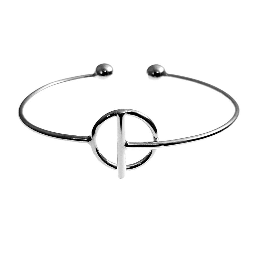 Brazalete plata Ley 925m pulsera rígida ajustable Karma barra lisa mujer [AC1303]