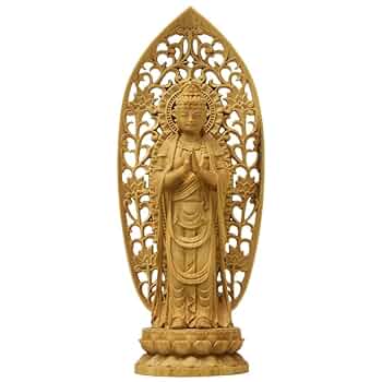 Amazon｜海宇工芸(kaiu art) 木彫り仏像 【小仏】┃合掌観音菩薩