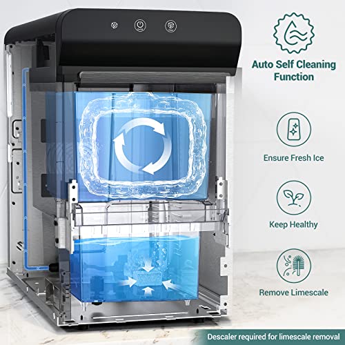 Gevi Household V2.0 Countertop Nugget Ice Maker | Keep Ice Up To 24 Hours | Quiet Pellet Ice Machine | Open And Pour Water Refill | Stainless Steel Housing | 16.9''H Fits Under Wall Cabinet | Black #TOP4