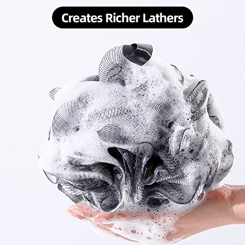 Image of Fu Store Loofah Sponge Shower Loofahs 4 Colors Bath Sponges Body Scrubbers | Mesh Balls 50g Luffa for Rich Lather Exfoliating Wash Back Scrubber Bathroom Men Women 4 Pack Cleaning Bathing Accessories