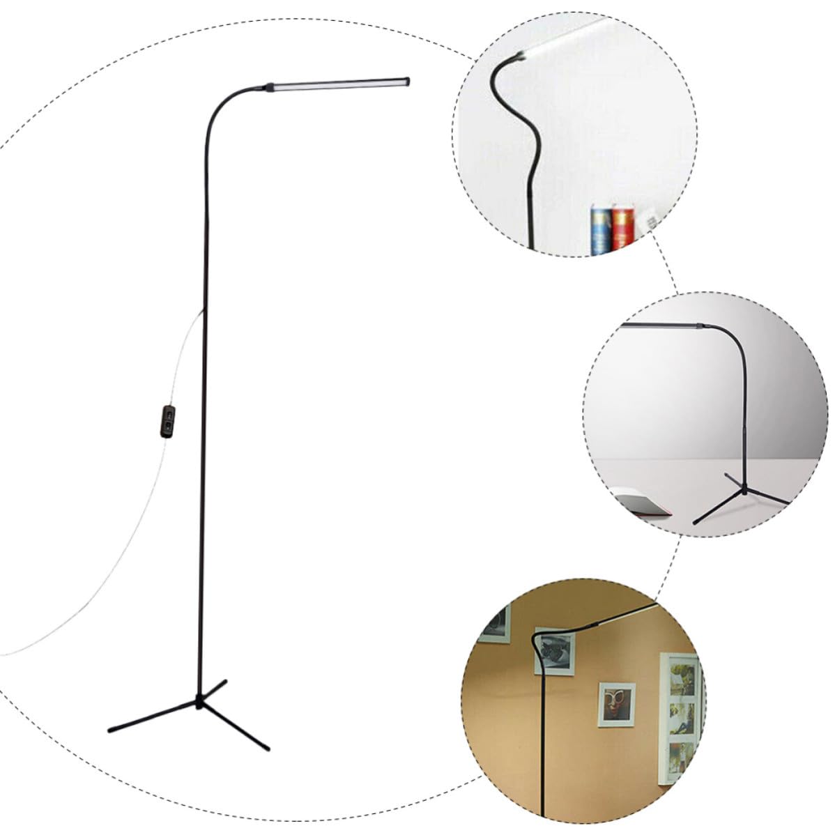 VICASKY Lampada da Lettura LED a Braccio, Lampada da Tavolo Flessibile Dimmerabile con Clip, Usb, in Alluminio e Ferro, Nera, per Lettura a Letto e Studio