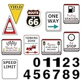 WERNNSAI Checkered Racing Party Decorations - 10PCS Funny Race Car Signs for Boys Paper Road Route Traffic Directions Cutout Signs Party Supplies