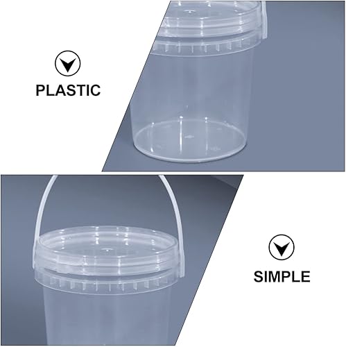 Miniatura 3 de UPKOCH 2 recipientes de plástico para almacenamiento de alimentos, cubo de helado de 32 onzas con tapa y asa, cubos de sopa transparentes,