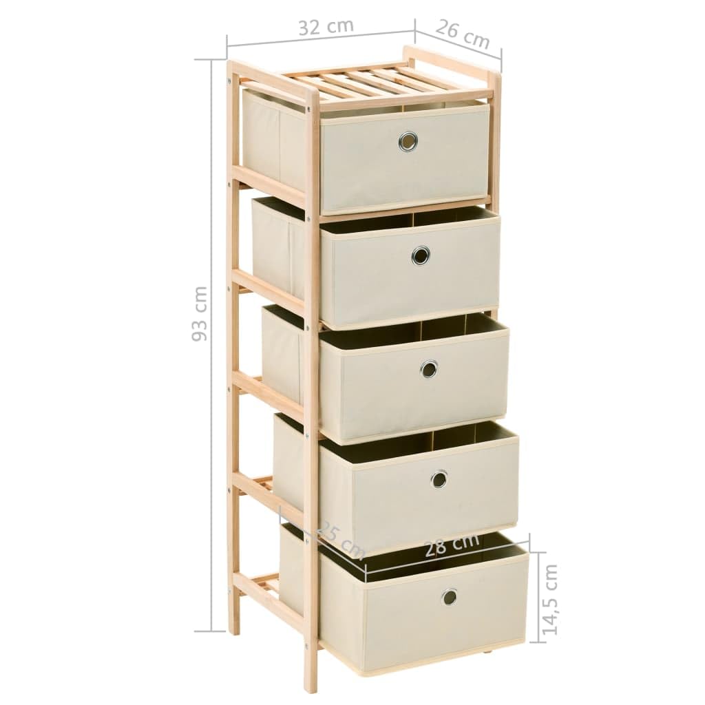 Set 2 Scaffali Portaoggetti con 5 Cesti Legno Cedro Beige | Coppia di mobili salvaspazio per ingresso o soggiorno, con cestini leggeri rimovibili per organizzare accessori.