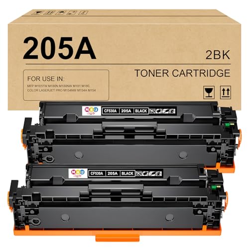 M4U SM4Y Cartucho de tóner negro 205A para 205A CF530A para Color Laser Jet Pro MFP M181fw M180n M180nw M154a M154nw, Multipack (2 Pack, Negro)