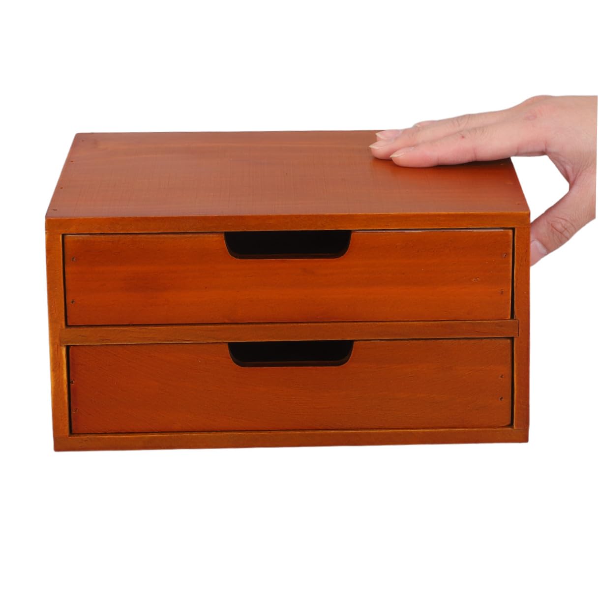Schreibtisch Organizer mit 2 Schubladen, Braun, Vintage | Doppellagige Ausführung, Kompakte Aufbewahrungseinheit für Büro und Bastelzubehör, Rustikale Optik