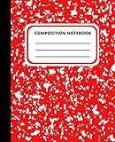 Composition Notebook: Red Marble Wide Ruled White Paper Writing Book for Girls Boys Teens Students with 120 pages 7.5
