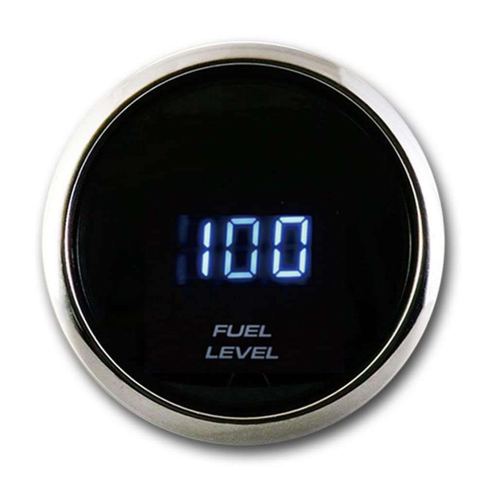 Electronic Digital Fuel Gauge 2" Blue LED Display Dimmer Waterproof Pin-Style Install