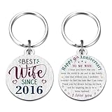 TANWIH 9th Anniversary Keychain Gifts for Wife, Best Wife Since 2016, 9 Year Anniversary Decoration for Women, 9 Year Anniversary Keychain for Her