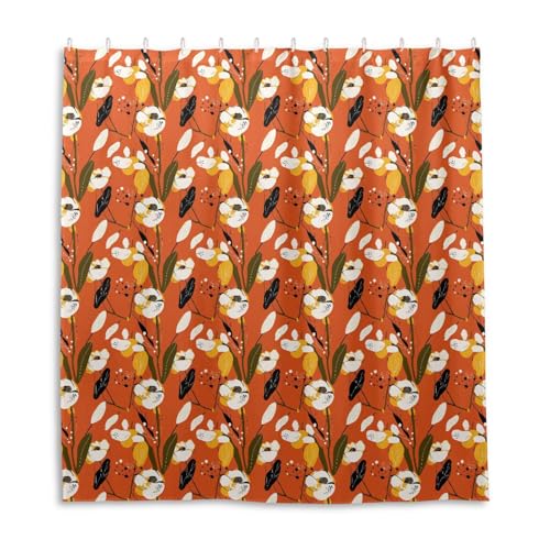 Rideau de douche en polyester de qualité supérieure fleurs orange
