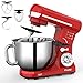 Robot Pâtissier, FIMEI Robot de Cuisine Multifonction 1000W Robot Pétrin Professionnel avec Bol d'Acier Inox 6L, Robot Culinaire avec Batteur, Crochet et Fouet (Rouge)