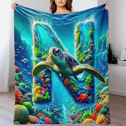 Cadeau tortue de mer couverture microfibre douce plaid lit 3D