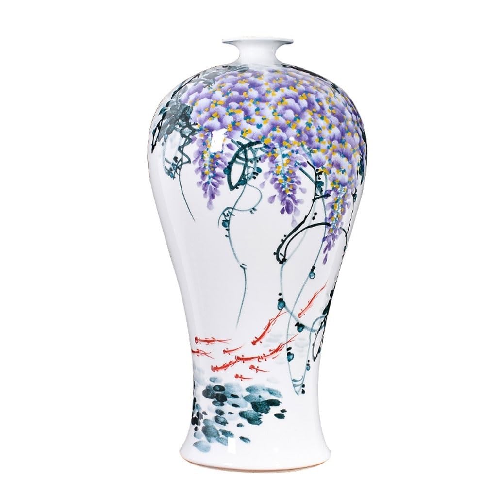 zhangrui1888 Flower Vase Chinese-style Ceramic Vase Hand-painted Ziqi Donglai Home Living Room TV Cabinet Bogu Rack Decoration Vase