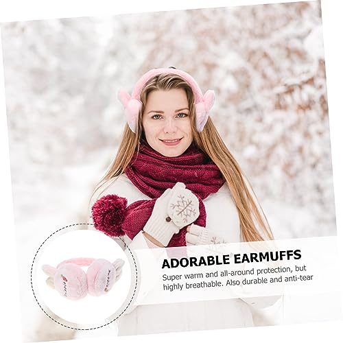 Orejeras de conejo peludas con gorra de Pascua infantil para invierno 3