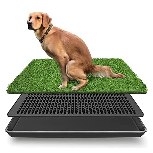 LOMANTOWN Dog Potty Artificial Grass Potty Trainer, Fake Grass Pad 3 Layered System Dog Litter Box for Puppy Training (30 x 20 Grass with Tray)