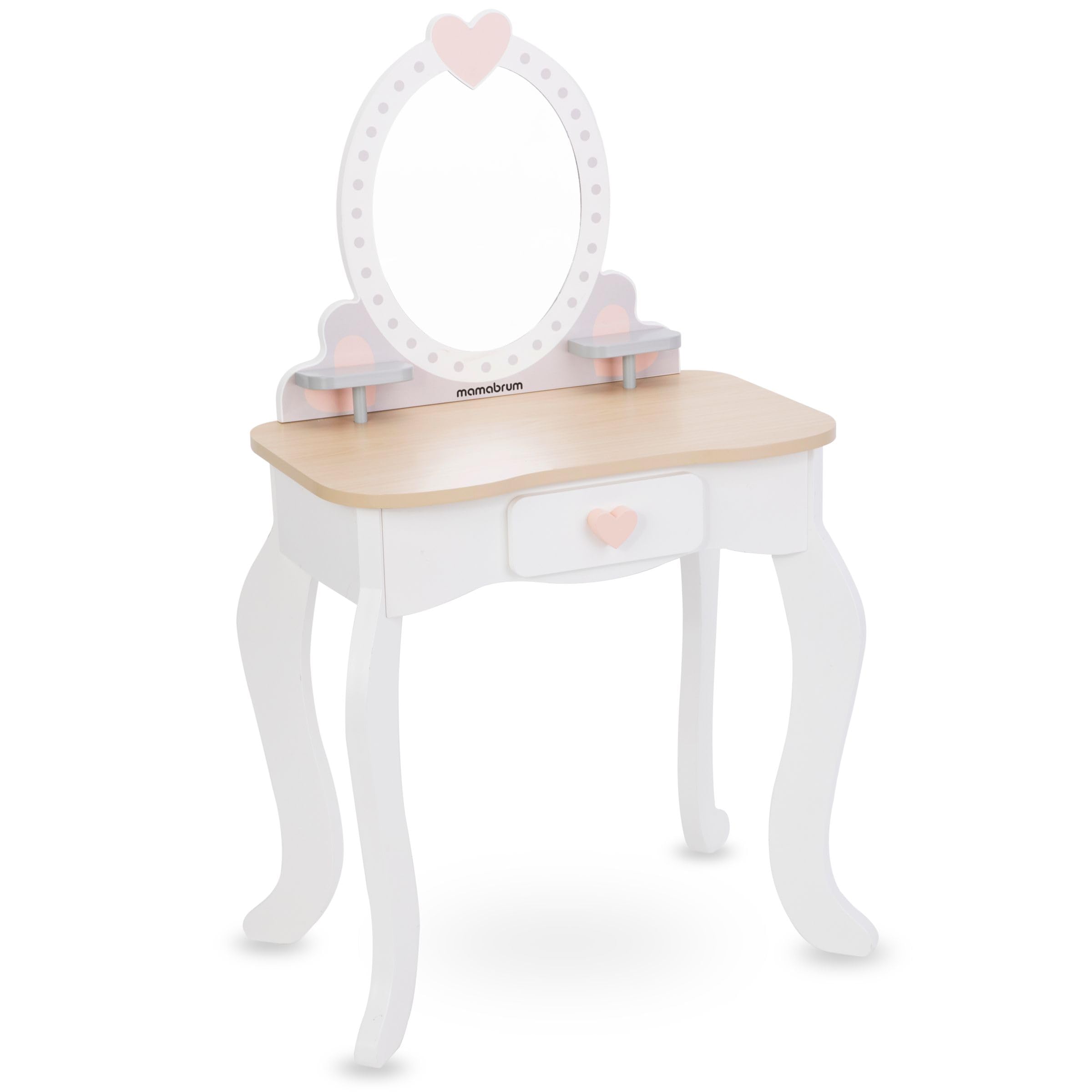 mamabrum Makeup Dreeser - Maquillaje de Madera Dresser para Niñas - Vanidad,Perfume, Esmalte de uñas, Cepillo, Lazos para el Pelo y Mesa de Maquillaje Estación de Maquillaje Niña Pequeña