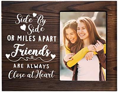 MayAvenue Friendship Sister Wooden Photo Frame - Side by Side or Miles Apart Picture Frame for Best Friend Sister Girls Birthday Graduation
