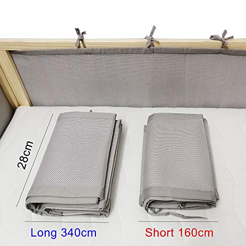Baby Mesh Crib Bumper,Classic Breathable Crib Bedding Liner,Adjustable Length Fits Most Sizes Cribs,Machine Washable