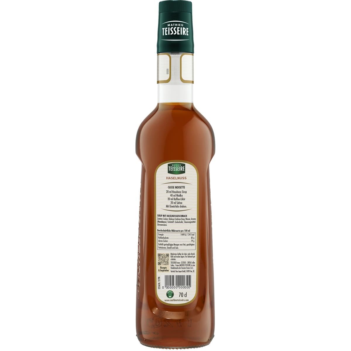 Mathieu Teisseire Getränke-Sirup Haselnuss 0,7L - Cocktails (4er Pack)