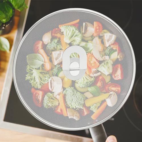 Tapas antisalpicaduras de sartenes en pack de 3 piezas plateadas de 25 29 y 33 cm con asa 6
