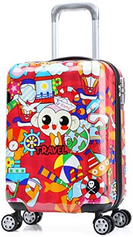 Kids Luggge Boys Suitcase Hardshell 4 Spinner Wheels 19 inch Carry on Travel Trolley Cute Monkey Girls