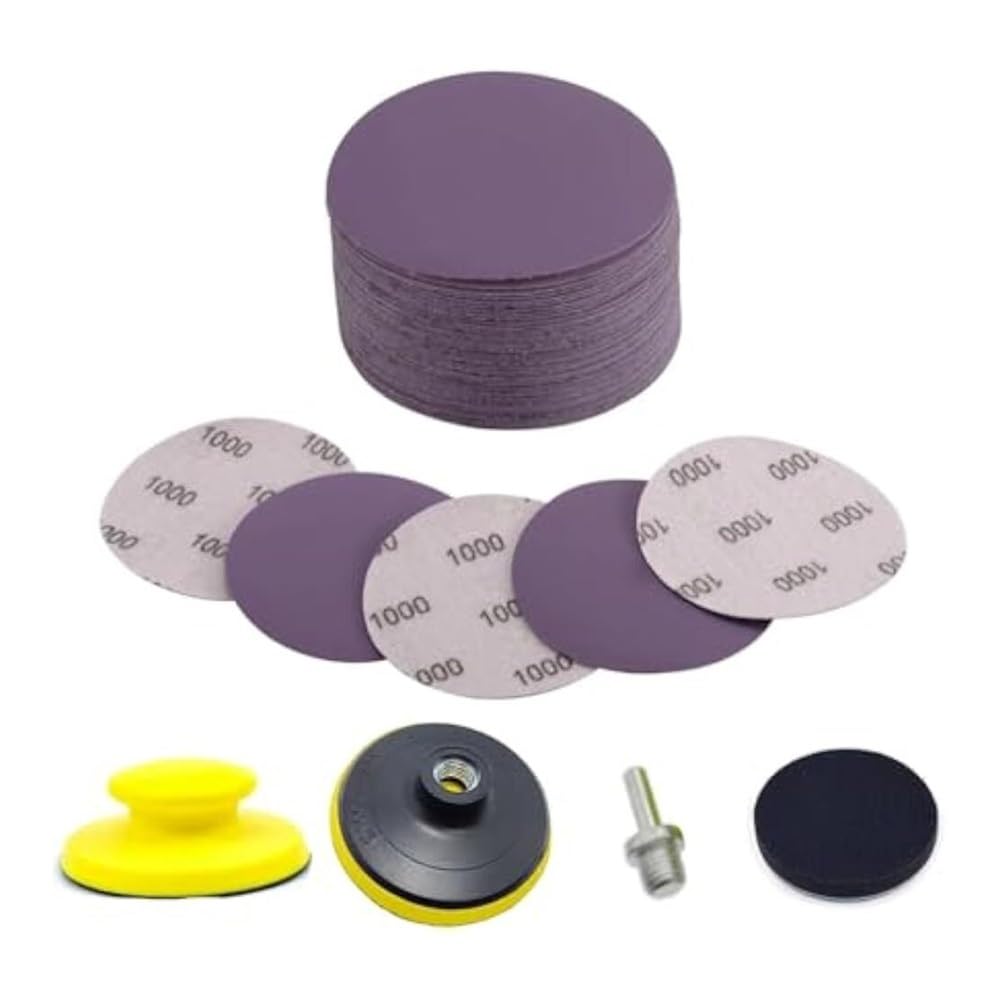 Juego de papel de lija húmedo y seco, 5 pulgadas, 124 Uds., almohadillas de pulido con gancho y bucle y almohadilla de interfaz for un pulido eficiente en varias superficies(Mixed)