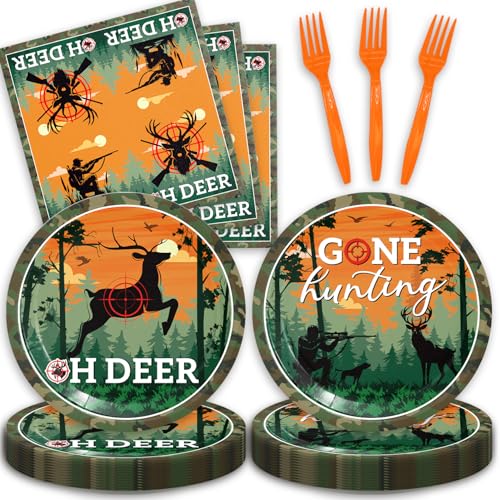 48Pcs Hunting Birthday Party Decorations,Camo Hunting Party Plates Napkins and Forks Supplies Set for 16 Guests 48Pcs Hunting Birthday Party Decorations,Camo Hunting Party Plates Napkins and Forks Supplies Set for 16 Guests