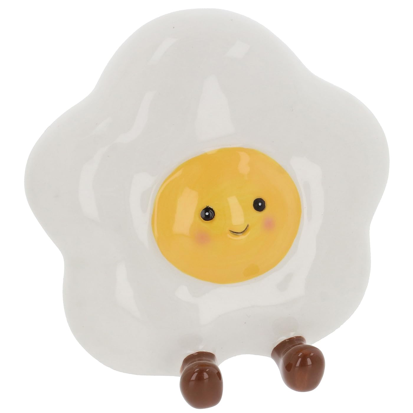 Shudehill Giftware White And Yellow With Brown Feet Foodie Fun Egg Money Box, Novelty Ceramic Savings Bank