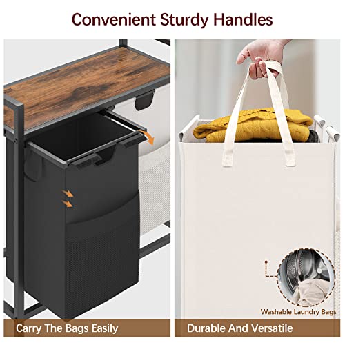 Lulive Double Laundry Hamper, Multifunctional Laundry Basket Organizer, 112L Laundry Sorter With Removable Bags And Fabric Handles, Large Top Shelf Laundry Bag For Bathroom, Dorm, Laundry Room #TOP4