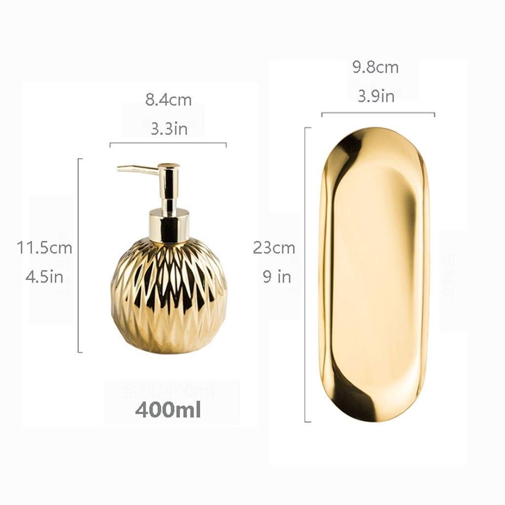 dispenser sapone/Dosatori per sapone liquido 2 Confezione dispenser di sapone in acciaio inox vassoio da bagno (400ml * 2), oro Erogatore del Sapone/Dispenser di Sapone (Color : Gold)