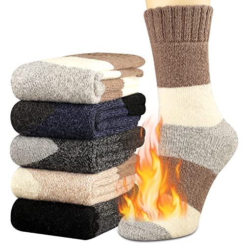 Image of Heatuff Women's Winter Wool Socks Warm Soft Full Cushion Crew Socks (5 Pairs)