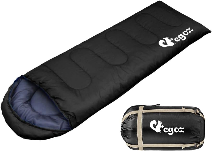 Peanut by EGOZ sleeping bag easy to carry warm adult outdoor sports camping hiking with carry bag lightweight (black)