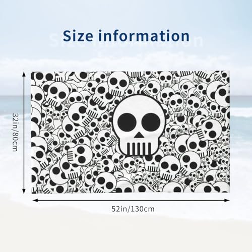 Serviette de bain microfibre douce drap de douche imprimé crânes - 4