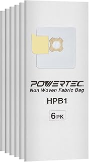 POWERTEC 75044-P2 Non Woven Fabric Filter Bag for AstroVac & Valet Central HPB1 Vacuums, 6PK