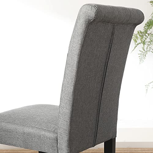 Lssbought Button-Tufted Upholstered Fabric Dining Chairs With Solid Wood Legs, Set Of 4 (Gray) #TOP5