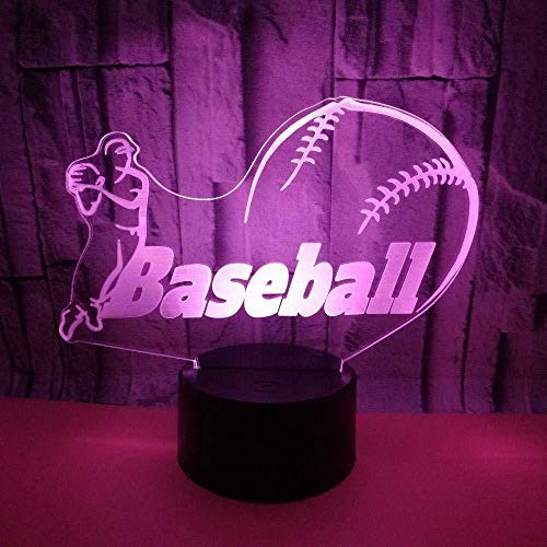 Preisvergleich Produktbild new Nachtlichter Baseball 3D Nachtlichter Bunte LED visuelle Atmosphäre Tischlampe Weihnachtsdekoration Geschenk Baby Zimmer Beleuchtung988