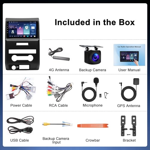 8Core 6G+128G Car Radio for Ford F150 2009-2014: Upgrade Android 15 9" Touchscreen Stereo Head Unit CarPlay Android Auto, BT, Wi-Fi 6, GPS, AM, FM, RDS, 48EQ, SWC, 1080P Backup Camera (Fit Manual AC) by YORKNEIC - Used condition - Image 9