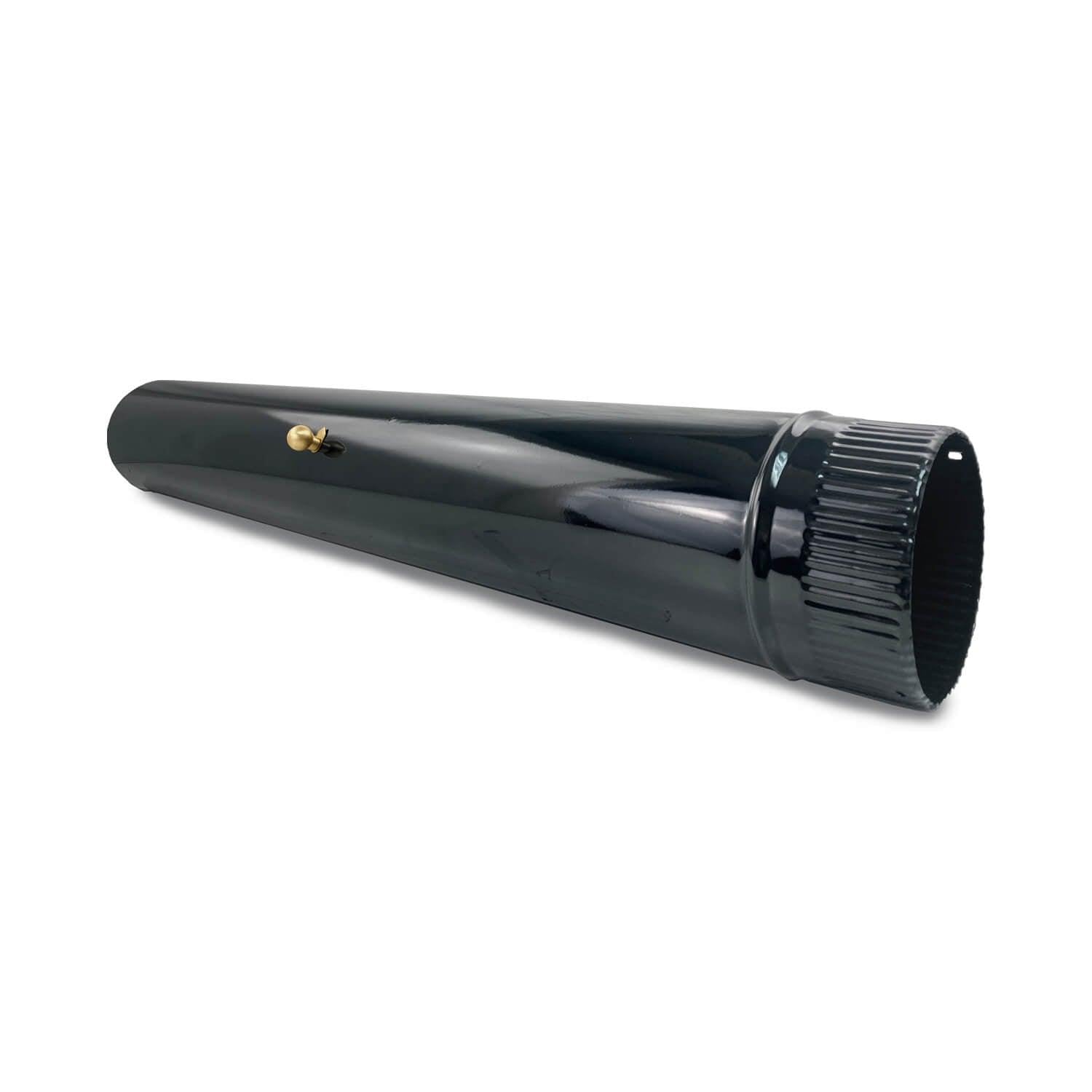 Tubo Chimenea Vitrificado Negro 200mm con Llave de Tiro | Regulación de Humos | 1 Metro | Diseño Premium | Estufa de leña | Calefacción |