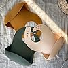 Moonkie Silicone Bibs Set Of 3, BPA Free Soft Adjustable Fit Waterproof Feeding Bibs for Babies and Toddlers(Cream/Buck/Olive Green) #2