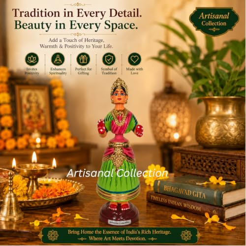 Image of 12 Inch Kondapalli Toys for Home Decor - Kondapalli Bommalu - Thanjavur Dolls - Paper Mache Dancing Doll