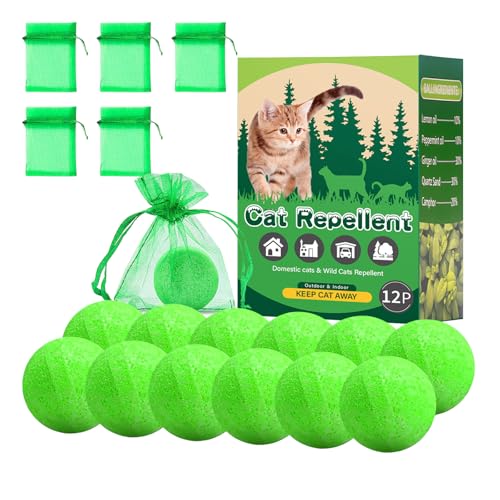FePen Repellente per Gatti per Esterni, 12 Balles Répulsives Naturelles pour Chats, con 5 Sacchetti in Tessuto non Tessuto, Repellente per Gatti e Cani per Esterni e Interni